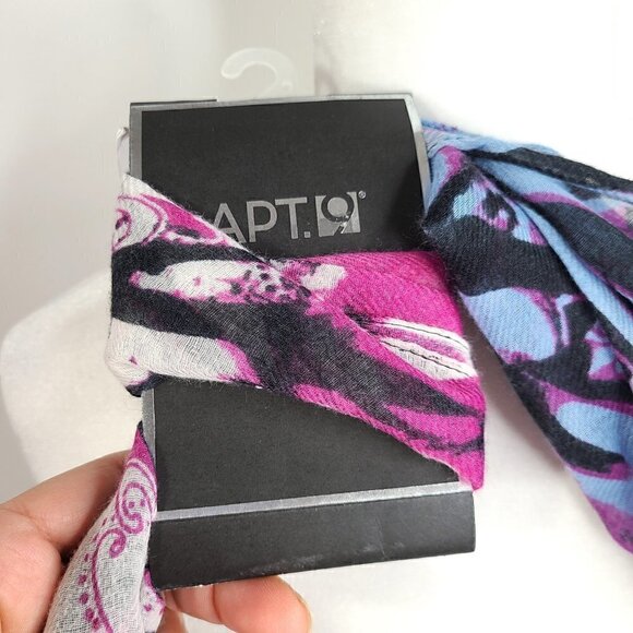 NWT APT 9 Pink Purple Fever Eclipse Big Rectangle Fringe Scarf Wrap - Picture 3 of 4